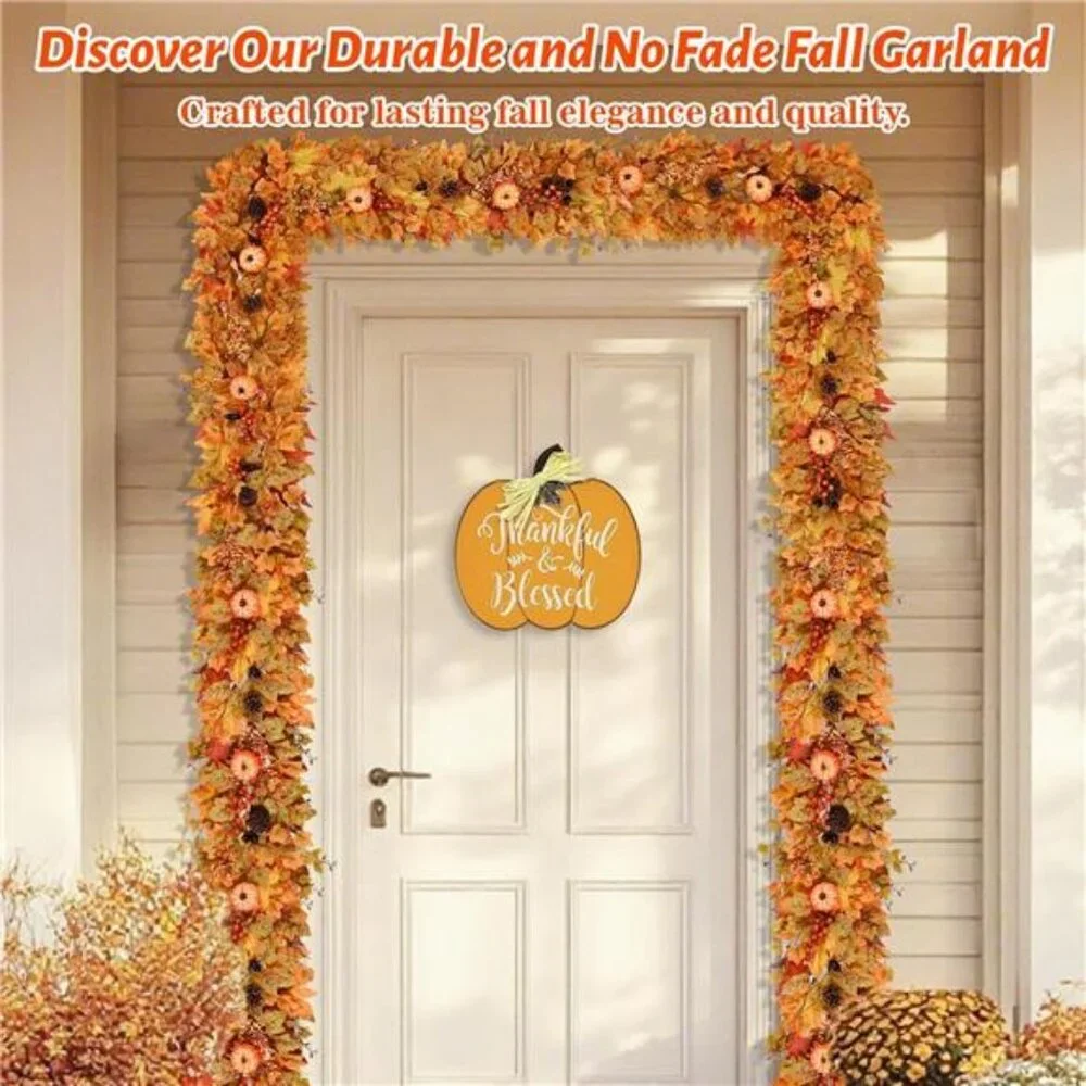 Fall Decor - 5.9 FT Fall Garland for Mantle, Artificial Fall Leaves Garland